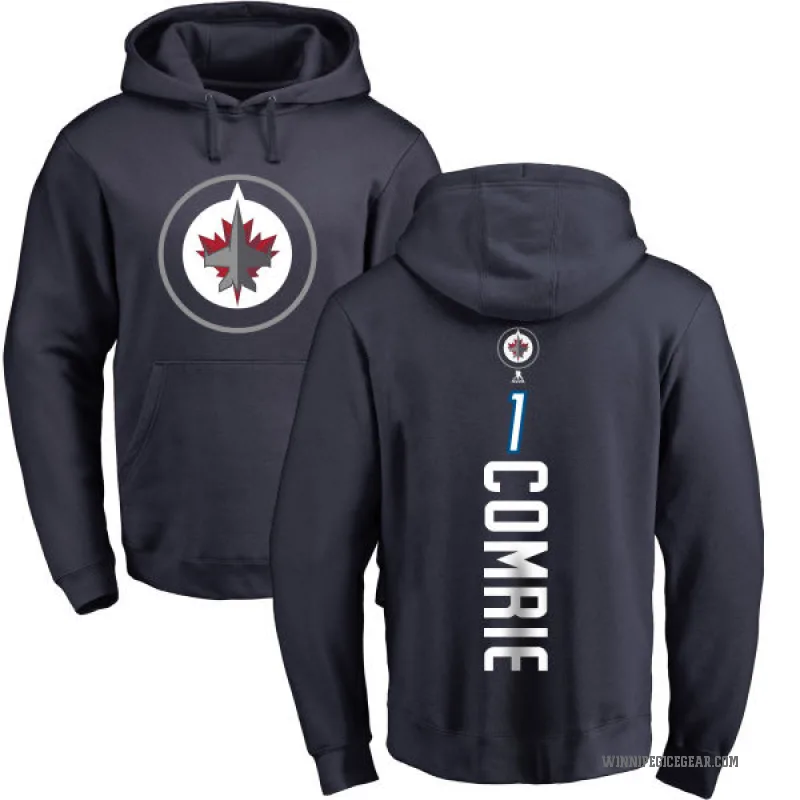 Eric Comrie Men's Navy Winnipeg Jets Branded Backer Pullover Hoodie