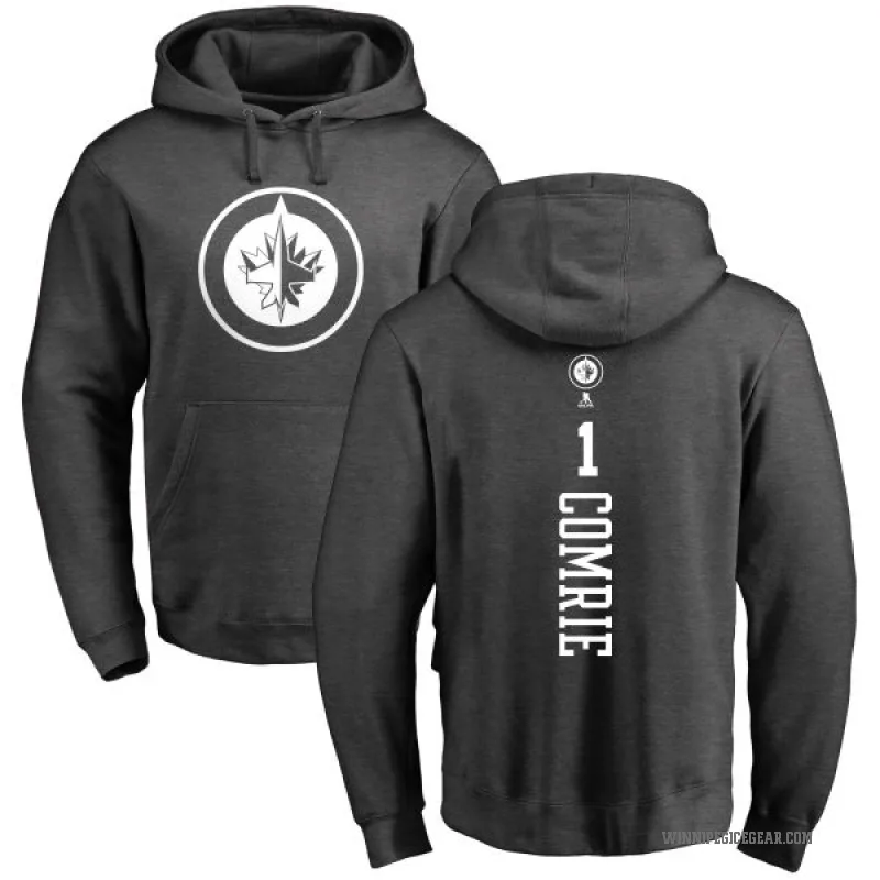 Eric Comrie Youth Charcoal Winnipeg Jets Branded One Color Backer Pullover Hoodie