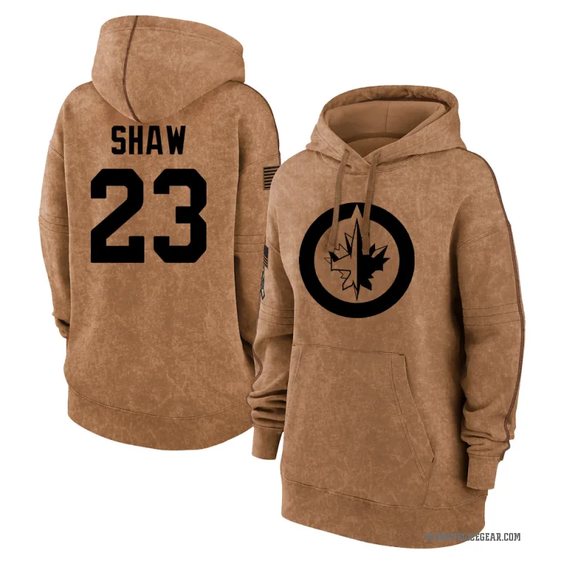 Mason Shaw Women's Brown Winnipeg Jets 2023 Salute to Service Pullover Hoodie