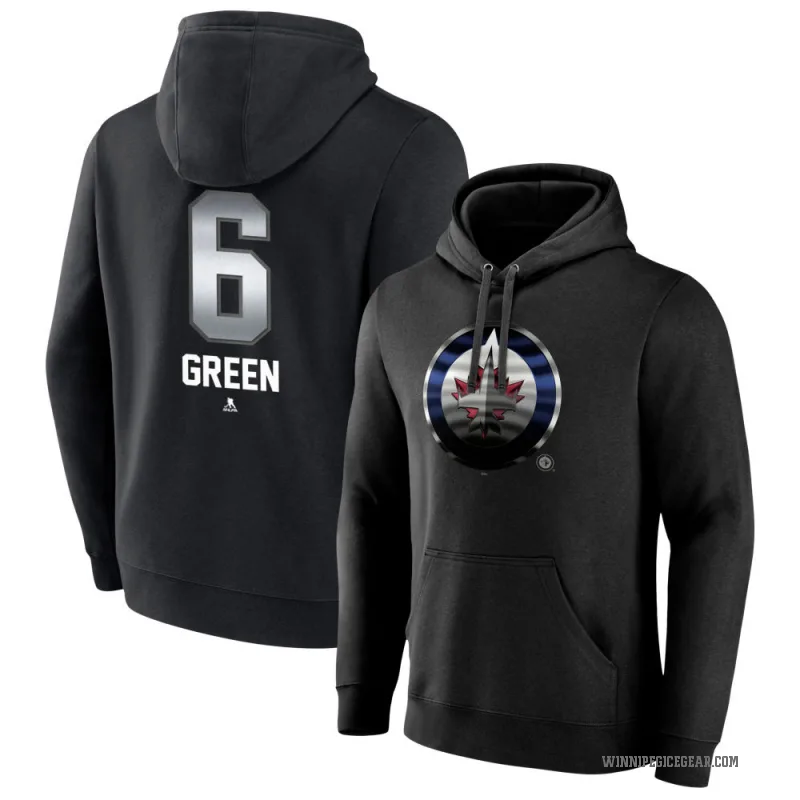 Ted Green Men's Green Winnipeg Jets Branded Black Midnight Mascot Logo Pullover Hoodie