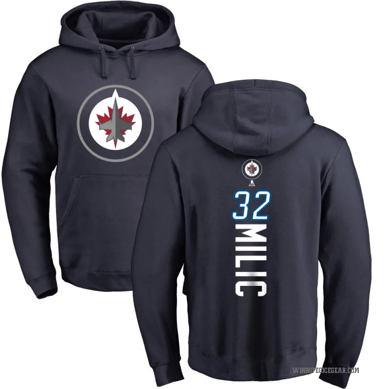 Thomas Milic Men's Navy Winnipeg Jets Branded Backer Pullover Hoodie