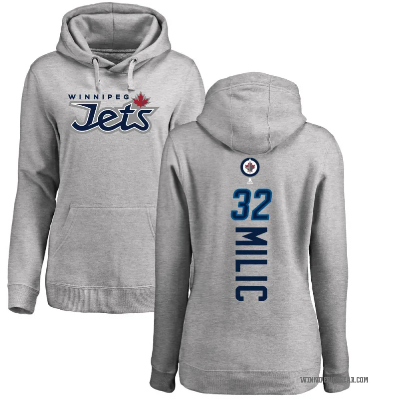 Thomas Milic Women's Winnipeg Jets Branded Ash Backer Pullover Hoodie